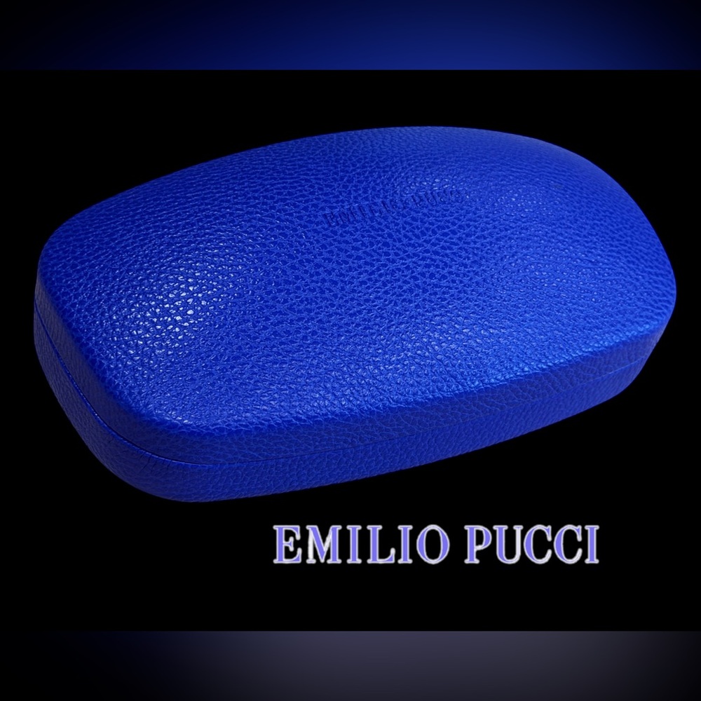 Emilio Pucci Multicolor Patterned Round Sunglasses w Teal Temples new with case! - Picture 9 of 9